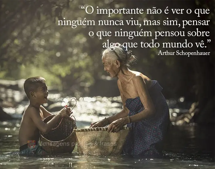 “O importante não é ver o que ninguém nunca viu, mas sim pensar o que ninguém pensou sobre algo que todo mundo vê.” Arthur Schopenhauer