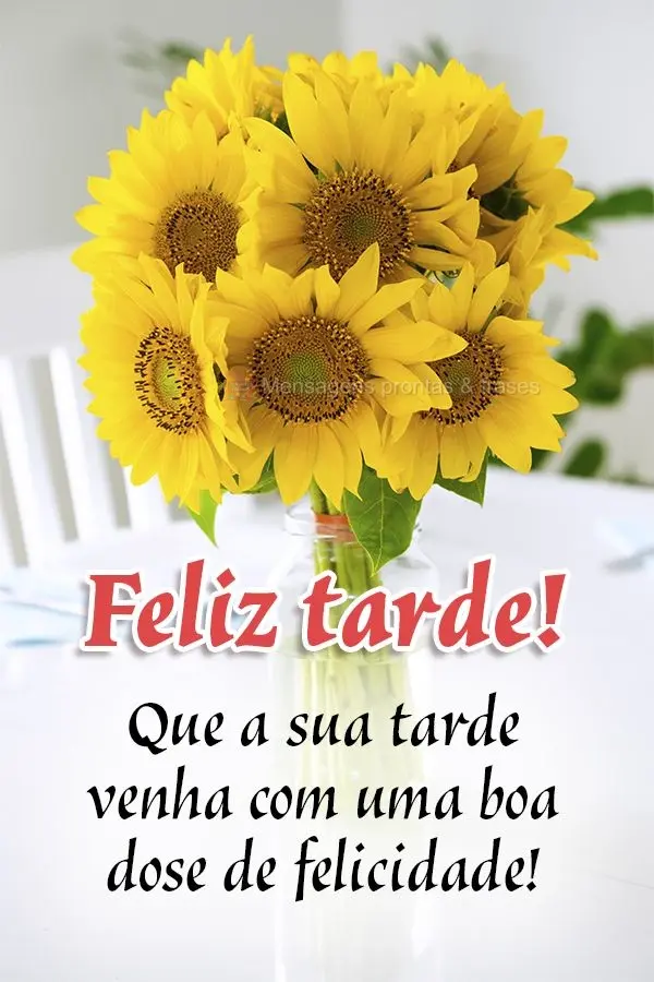 Que a sua tarde venha com uma boa dose de felicidade! Feliz tarde!