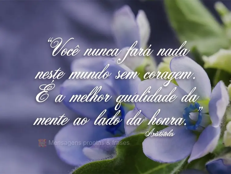 “Você nunca fará nada neste mundo sem coragem. É a melhor qualidade da mente ao lado da honra.” Aristóteles