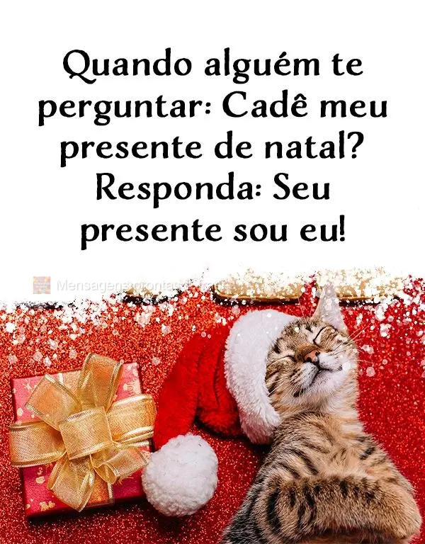 Quando alguém te perguntar: Cadê meu presente de natal? Responda: Seu presente sou eu!