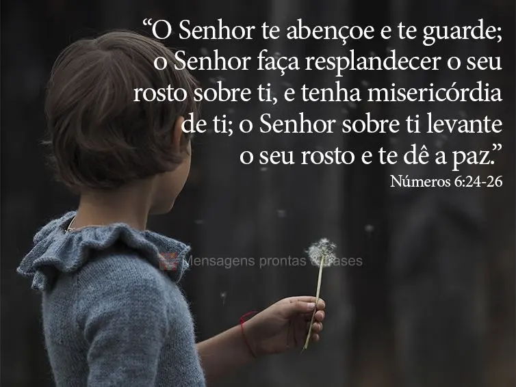 “O Senhor te abençoe e te guarde; o Senhor faça resplandecer o seu rosto sobre ti, e tenha misericórdia de ti; o Senhor sobre ti levante o seu rosto...