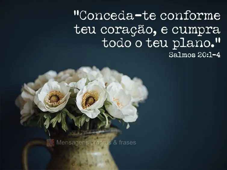 “Conceda-te conforme teu coração, e cumpra todo o teu plano.” Salmos 20:1-4