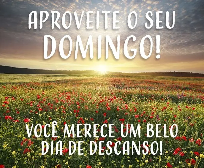 Aproveite o seu Domingo! Você merece um belo dia de descanso!