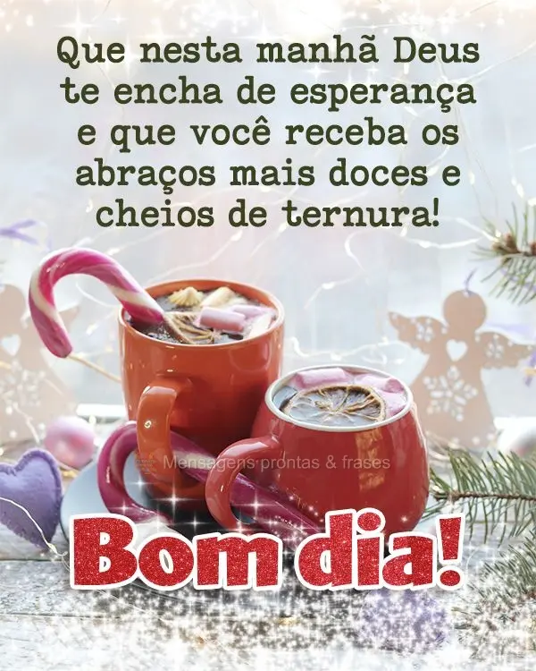 Que nesta manhã Deus te encha de esperança e que você receba os abraços mais doces e cheios de ternura! Bom dia!