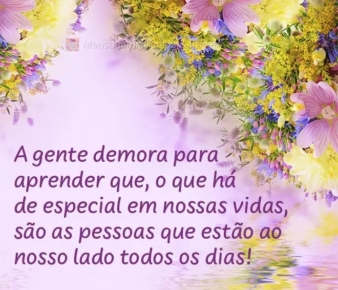 A gente demora pra aprender que o que há de especial em nossas vidas, são as pessoas que estão ao nosso lado todos os dias!