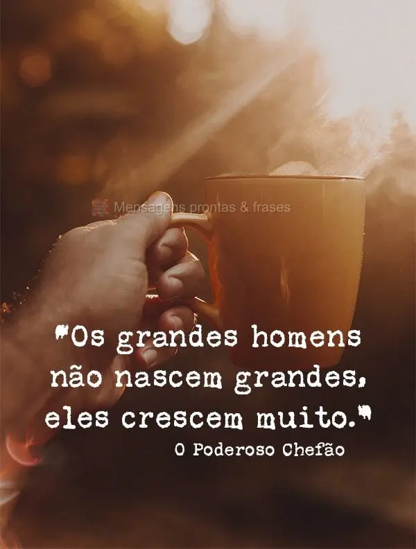 “Os grandes homens não nascem grandes, eles crescem muito.” O Poderoso Chefão