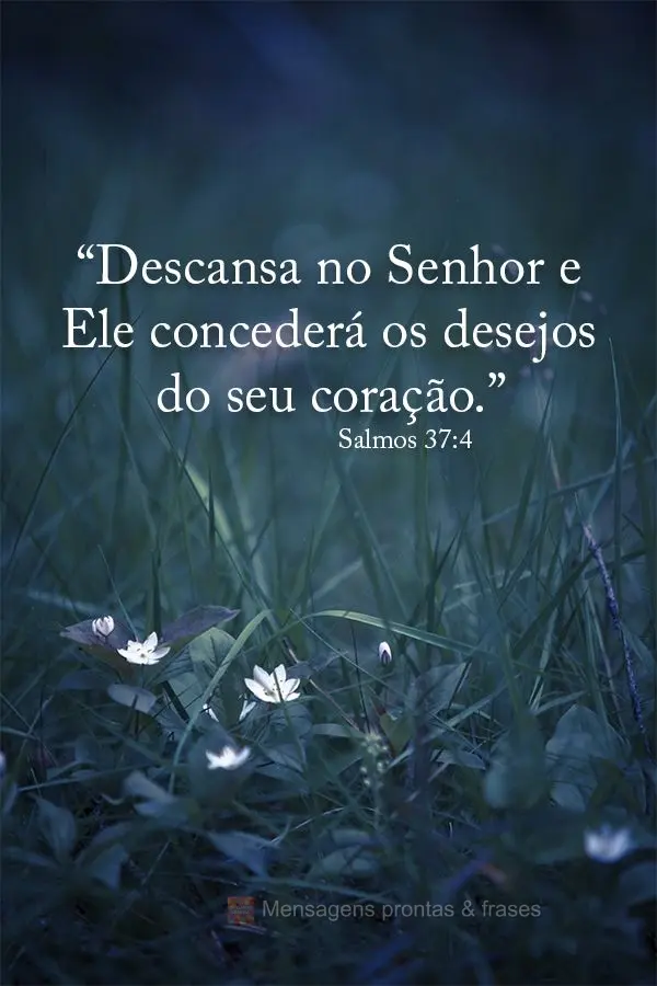 "Descansa no Senhor e Ele concederá os desejos do seu coração.” Salmos 37:4