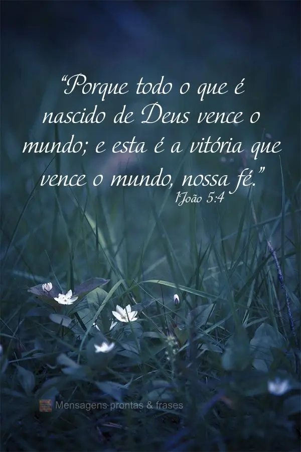 “Porque todo o que é nascido de Deus vence o mundo; e esta é a vitória que vence o mundo, nossa fé.” 1João 5:4