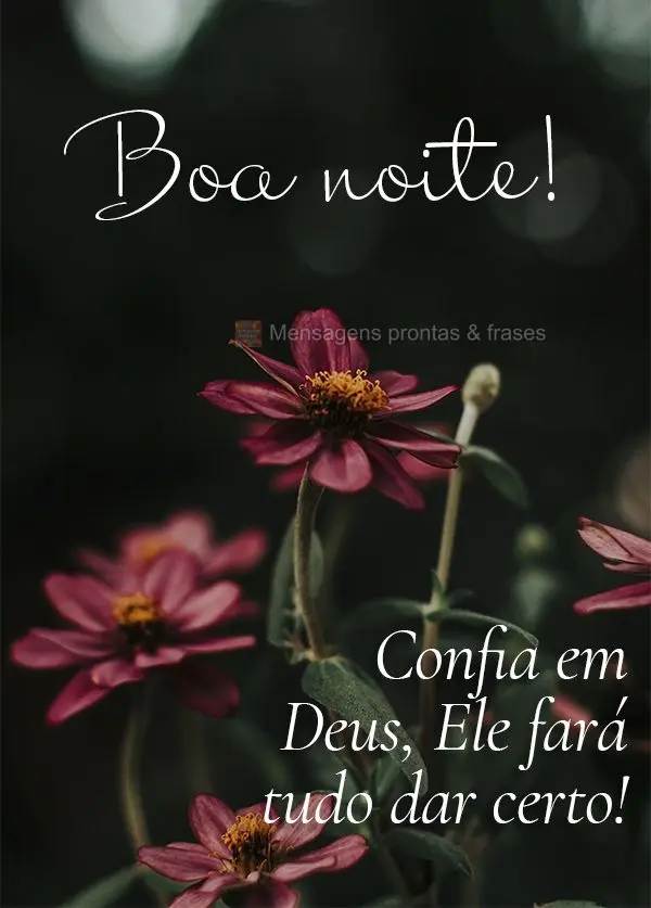 Confia em Deus, Ele fará tudo dar certo! Boa noite! 