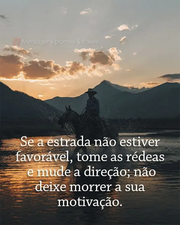 Se a estrada não estiver favorável, tome as rédeas e mude a direção; não deixe morrer a sua motivação.