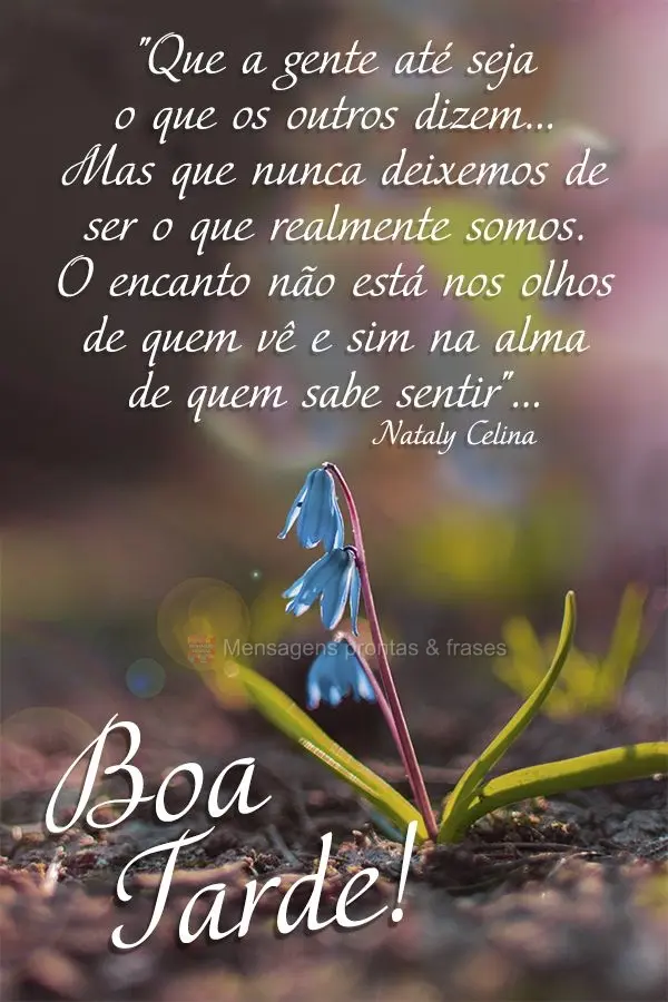 "Que a gente até seja o que os outros dizem...Mas que nunca deixemos de ser o que realmente somos. O encanto não está nos olhos de quem vê e sim na a...