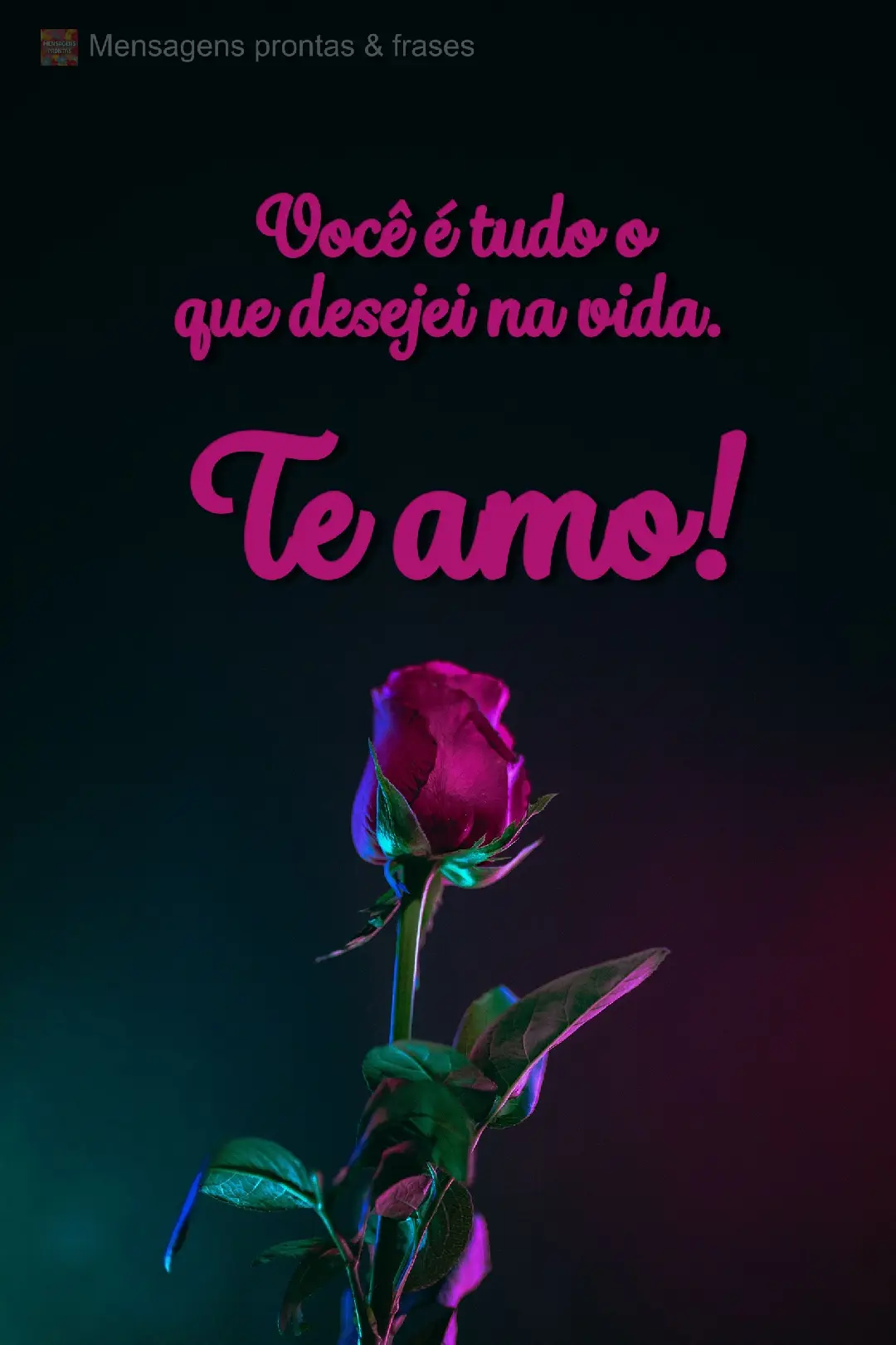 Você é tudo o que desejei na vida. Te amo!