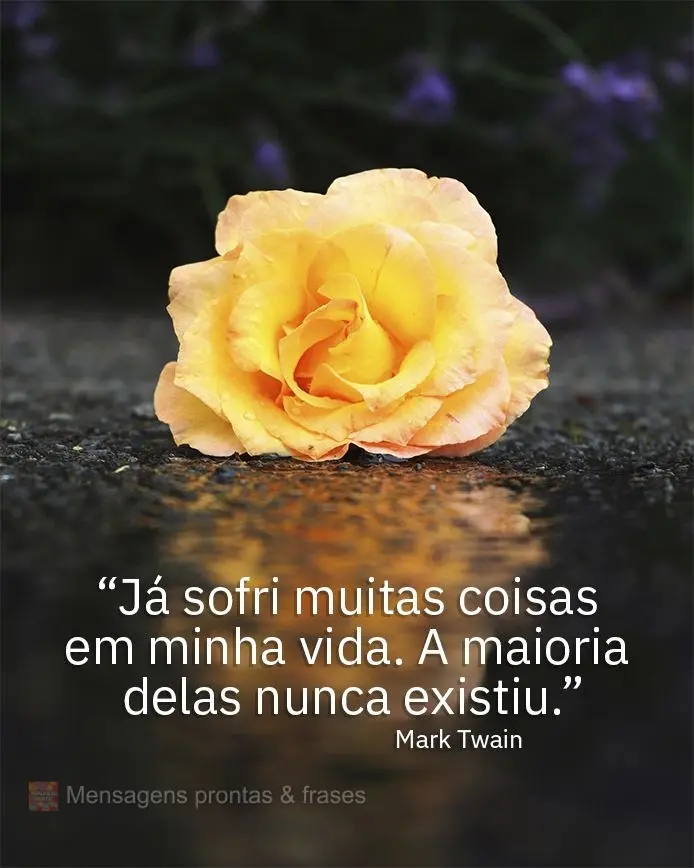 “Já sofri muitas coisas em minha vida. A maioria delas nunca existiu.”  Mark Twain