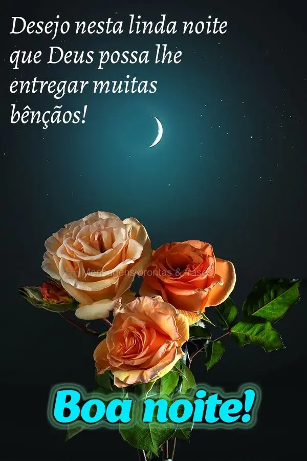 Desejo nesta linda noite que Deus possa lhe entregar muitas bênçãos! Boa noite! 