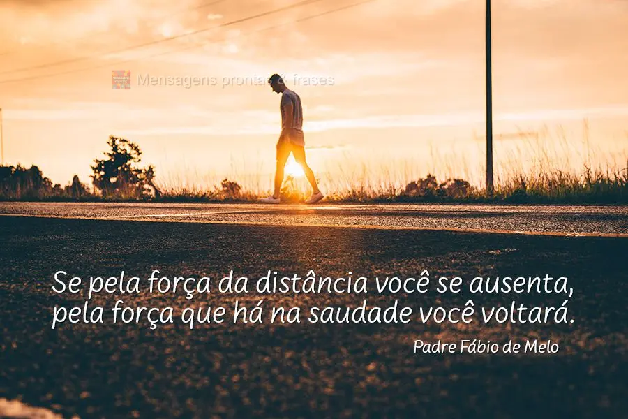 Se pela força da distância você se ausenta, pela força que há na saudade você voltará. Padre Fábio de Melo