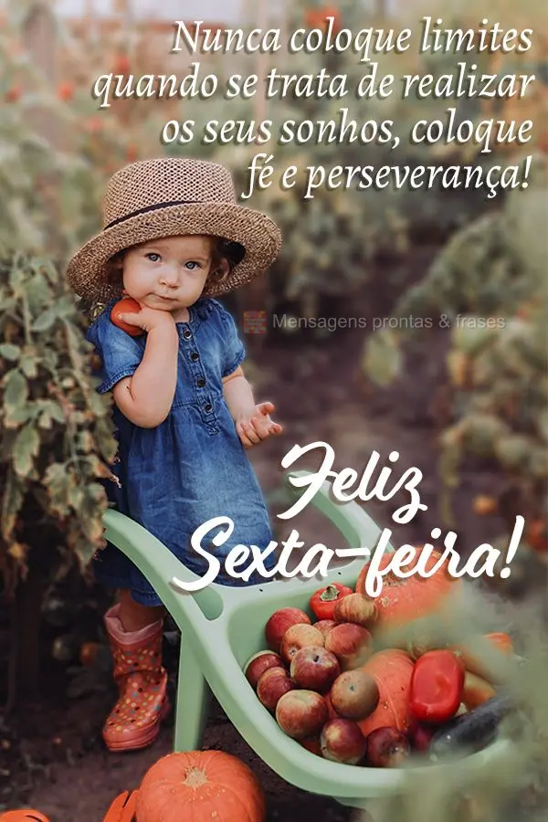 Nunca coloque limites quando se trata de realizar os seus sonhos, coloque fé e perseverança! Feliz Sexta-feira! 