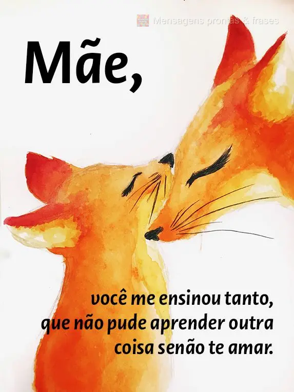 você me ensinou tanto, que não pude aprender outra coisa senão te amar. Mãe, 