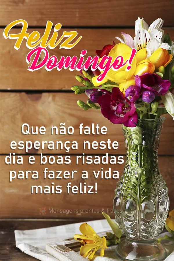 Que não falte esperança nesse dia e boas risadas para fazer a vida mais feliz. Feliz Domingo!