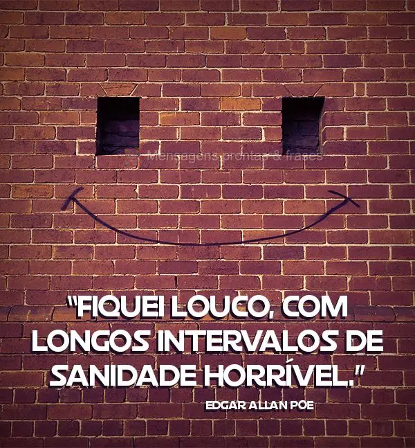 “Fiquei louco, com longos intervalos de sanidade horrível.” Edgar Allan Poe