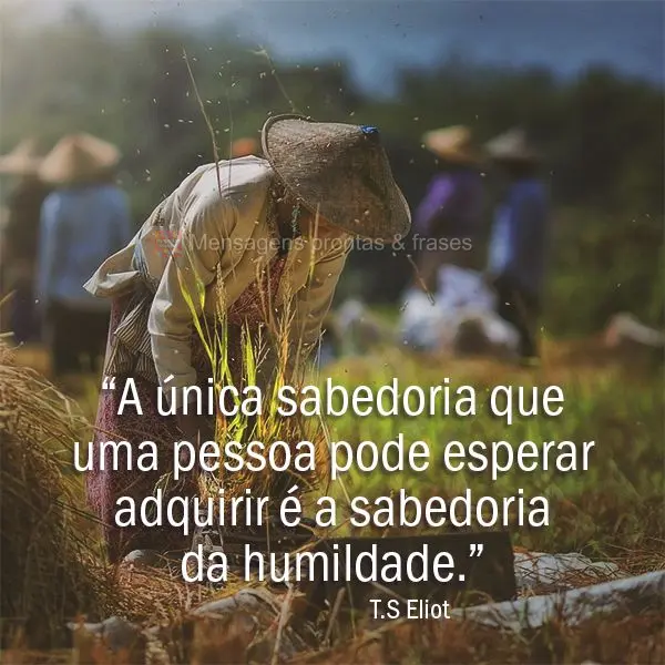 “A única sabedoria que uma pessoa pode esperar adquirir é a sabedoria da humildade.” T.S Eliot