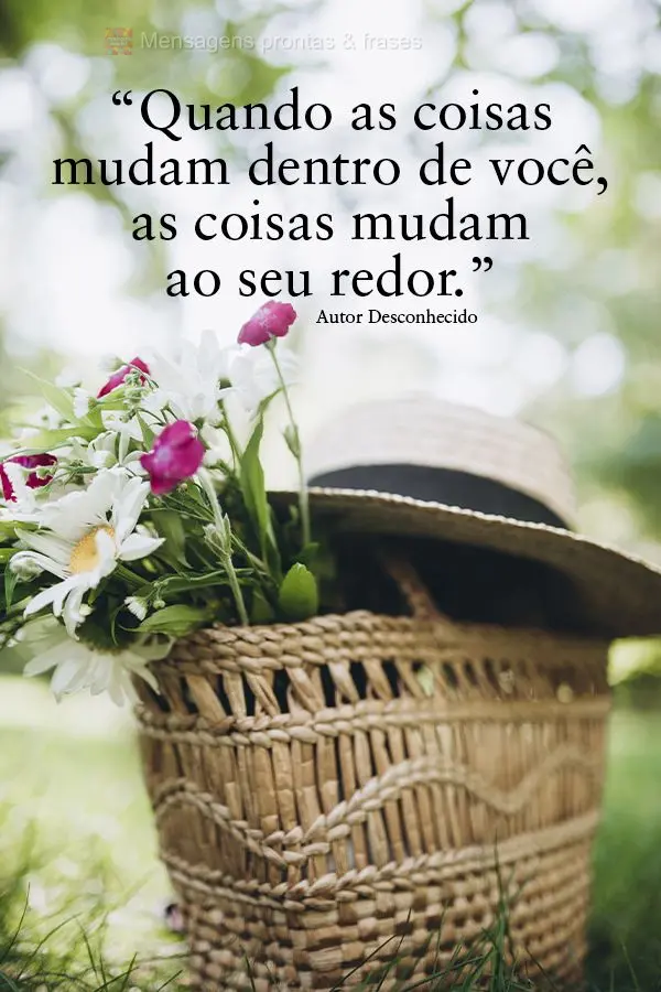 "Quando as coisas mudam dentro de você, as coisas mudam ao seu redor." Autor Desconhecido