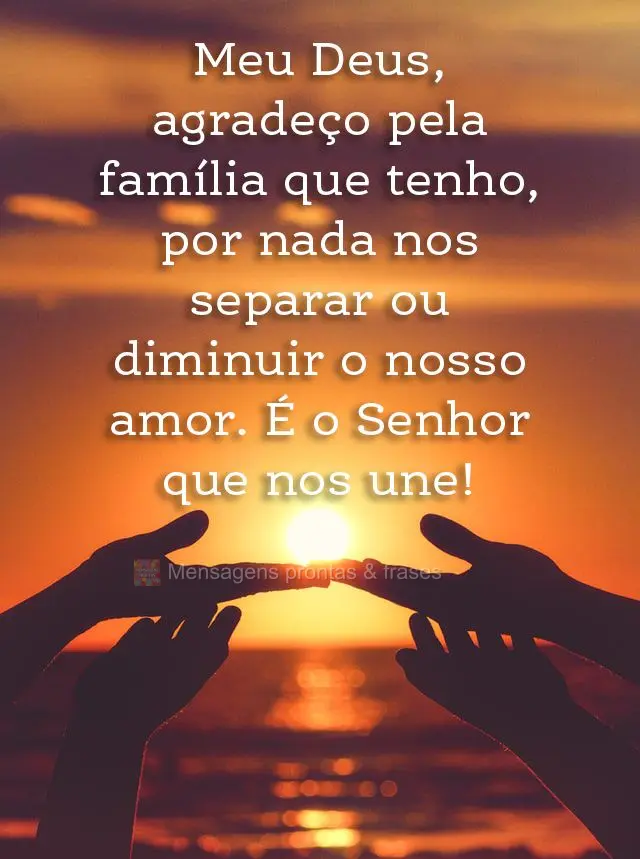 Meu Deus, agradeço pela família que tenho, por nada nos separar ou diminuir o nosso amor. É o Senhor que nos une!
