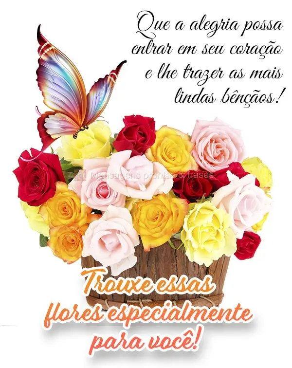 Que a alegria possa entrar em seu coração e lhe trazer as mais lindas bênçãos! Trouxe uma flor especialmente para você!