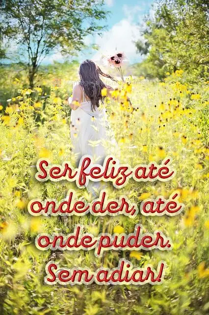 Ser feliz até onde der, até onde puder. Sem adiar!
