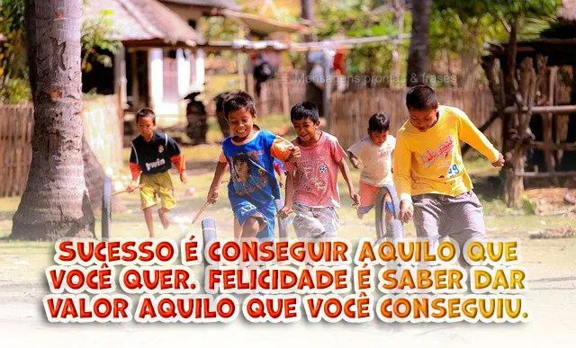 Sucesso é conseguir aquilo que você quer. Felicidade é saber dar valor aquilo que você conseguiu.
