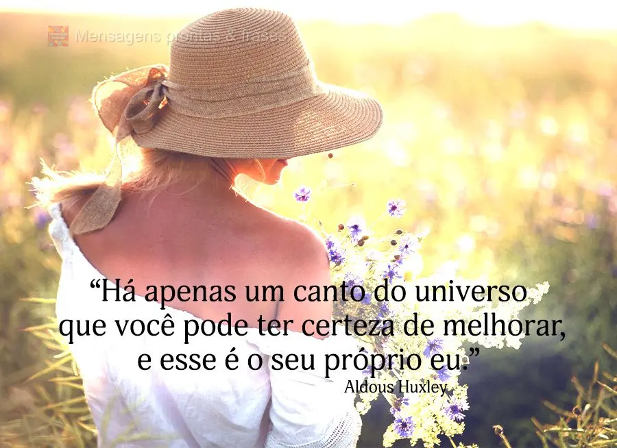 “Há apenas um canto do universo que você pode ter certeza de melhorar, e esse é o seu próprio eu.” Aldous Huxley