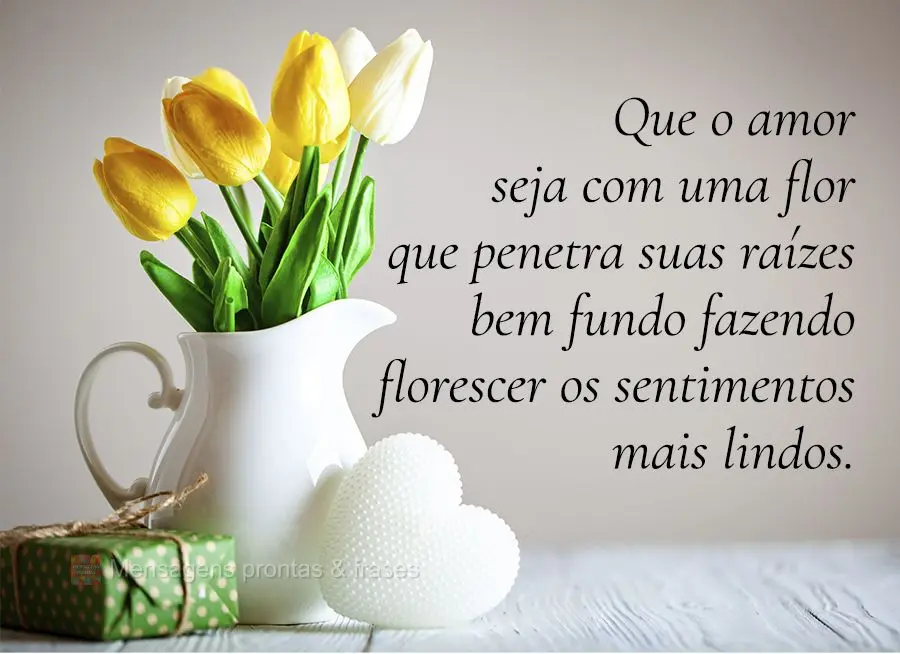 Que o amor seja como uma flor que penetra suas raízes bem fundo fazendo florescer os sentimentos mais lindos.