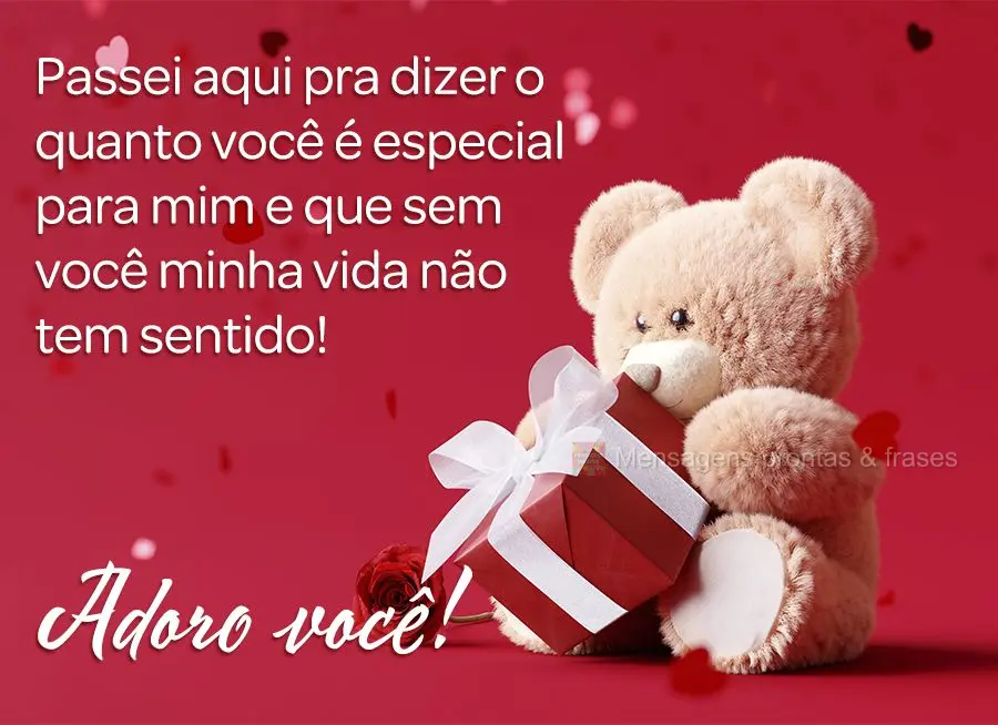 Passei aqui pra dizer o quanto você é especial para mim e que sem você minha vida não tem sentido! Adoro você!