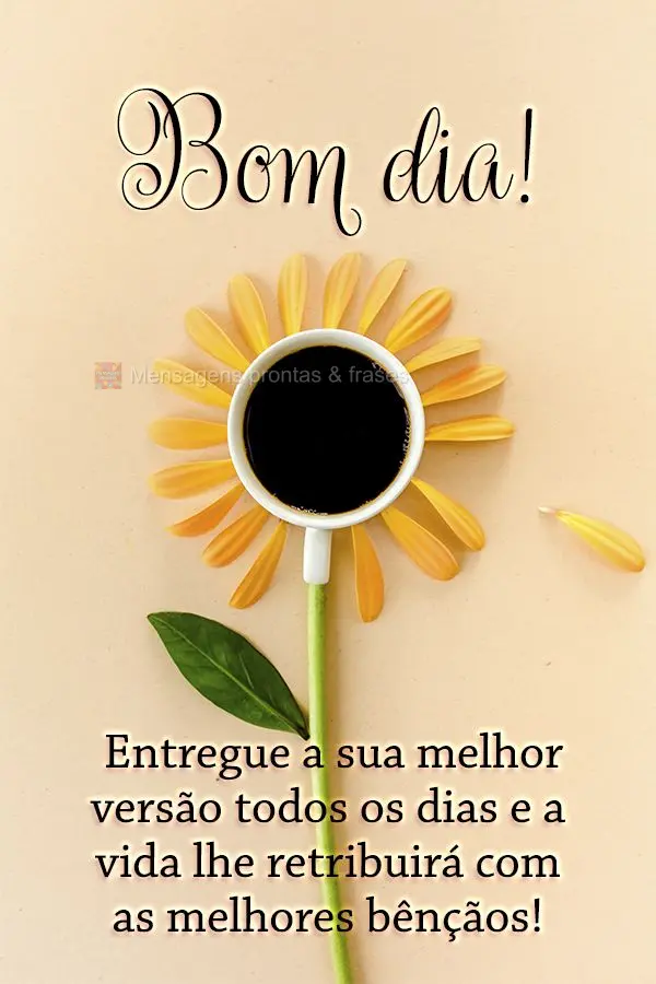 Entregue a sua melhor versão todos os dias e a vida lhe retribuirá com as melhores bênçãos! Bom dia! 