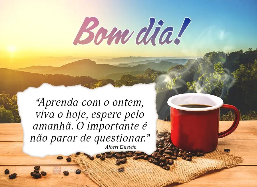 “Aprenda com o ontem, viva o hoje, espere pelo amanhã. O importante é não parar de questionar.” Bom dia!  Albert Einstein