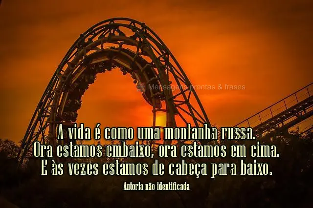 A vida é como uma montanha russa. Ora estamos embaixo, ora estamos em cima. E às vezes estamos de cabeça para baixo.  Autoria não identificada 