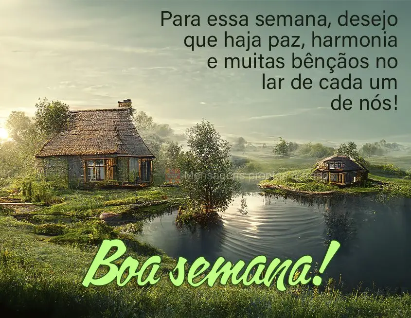 Para essa semana, desejo que haja paz, harmonia e muitas bênçãos no lar de cada um de nós! Boa semana!