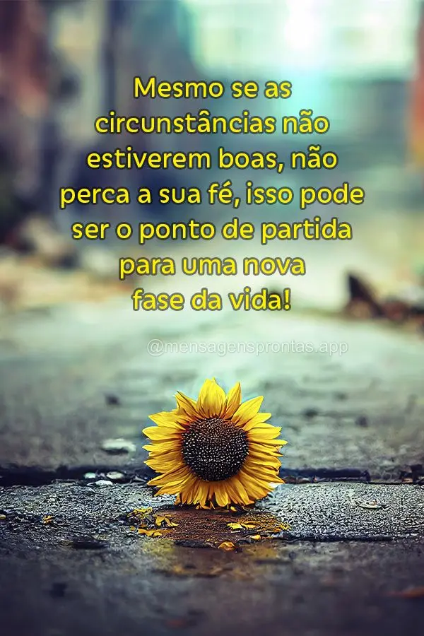 Mesmo se as circunstâncias não estiverem boas, não perca a sua fé, isso pode ser o ponto de partida para uma nova fase da vida!