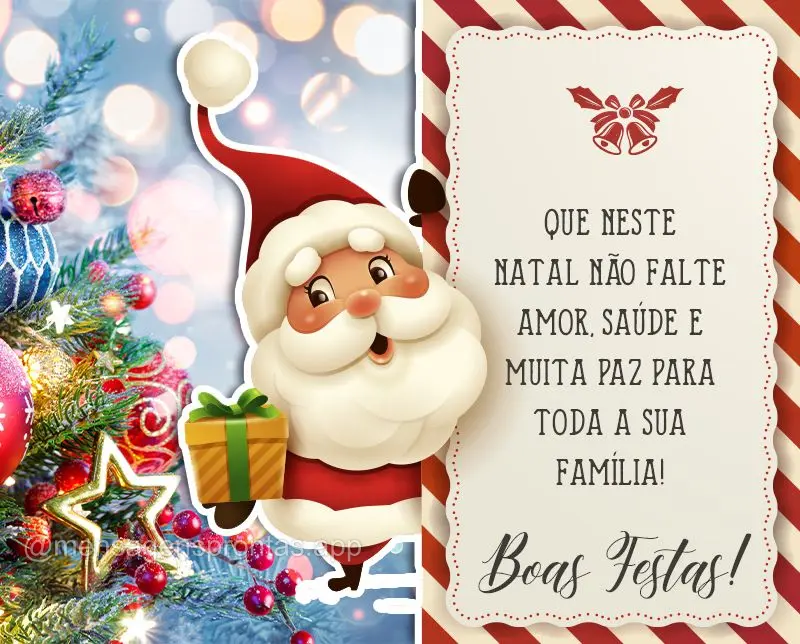 Que neste natal não falte amor, saúde e muita paz para toda a sua família! Boas Festas!