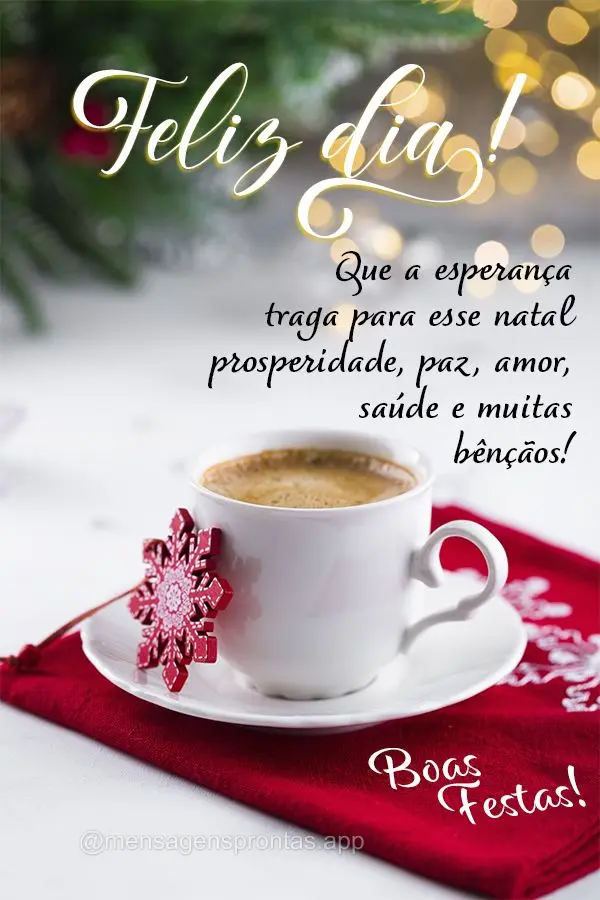 Que a esperança traga para esse natal prosperidade, paz, amor, saúde e muitas bênçãos! Feliz dia! Boas festas!