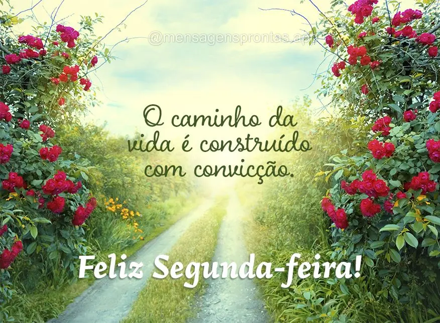 O caminho da vida é construído com convicção. Feliz Segunda-feira!