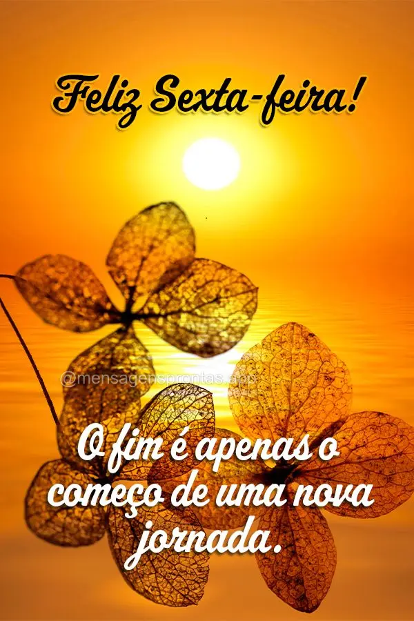 O fim é apenas o começo de uma nova jornada. Feliz Sexta-feira!