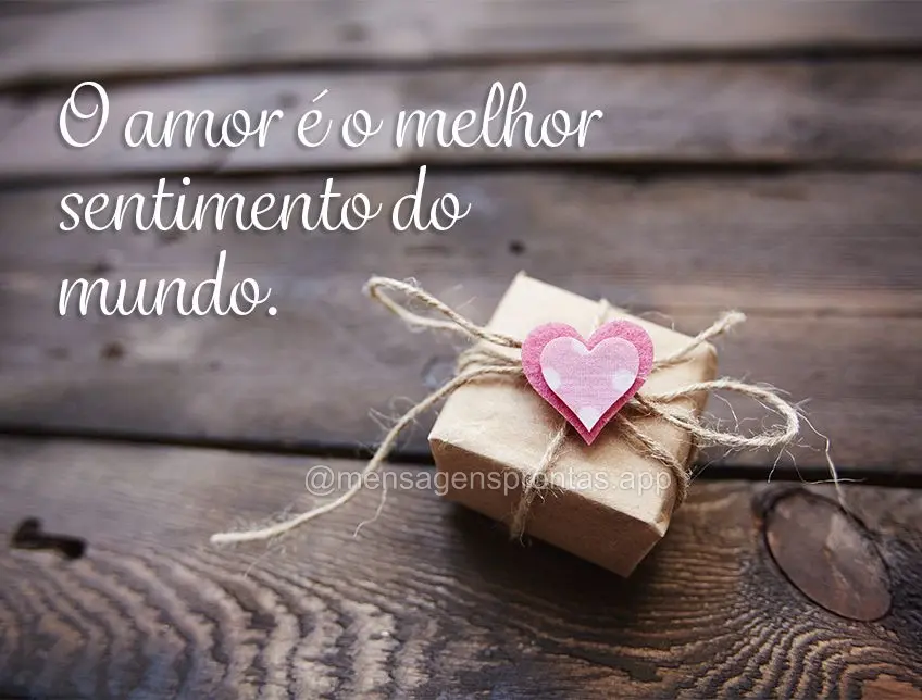 O amor é o melhor sentimento do mundo.