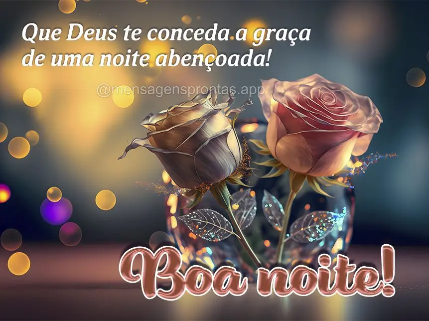 Que Deus te conceda a graça de uma noite abençoada! Boa noite!