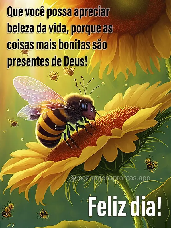 Que você possa apreciar beleza da vida, porque as coisas mais bonitas são presentes de Deus! Feliz dia!