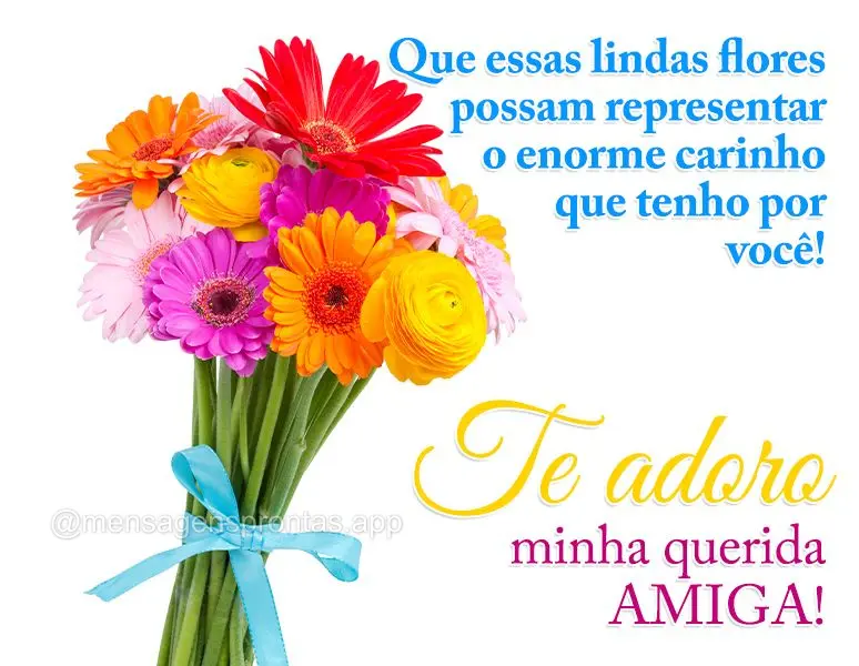 Que essas lindas flores possam representar o enorme carinho que tenho por você! Te adoro minha querida amiga!