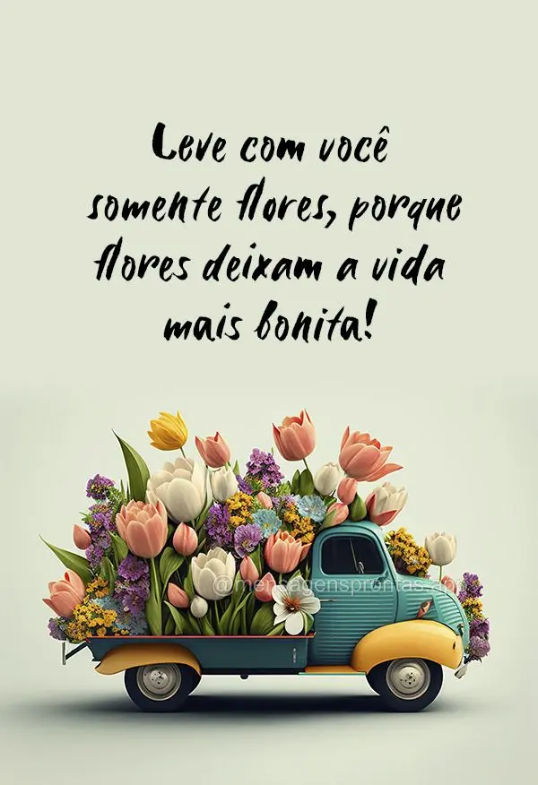 Leve com você somente flores, porque flores deixam a vida mais bonita!