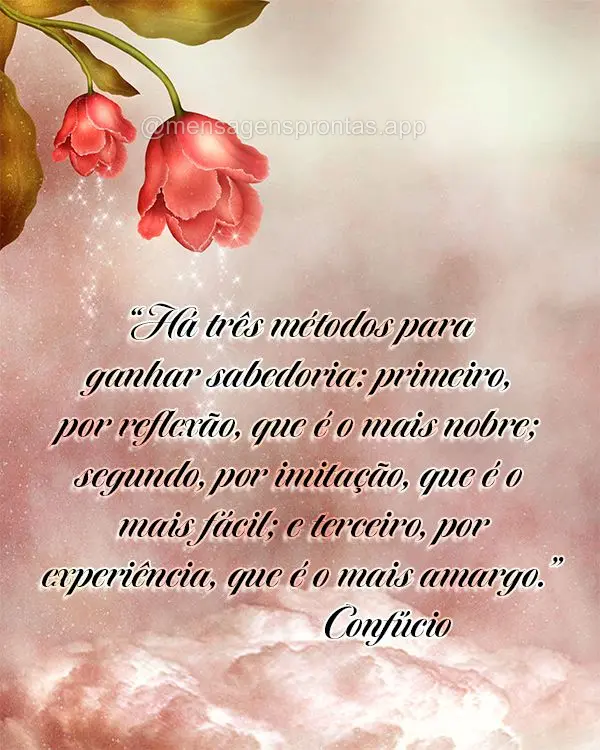 “Há três métodos para ganhar sabedoria: primeiro, por reflexão, que é o mais nobre; segundo, por imitação, que é o mais fácil; e terceiro, por...