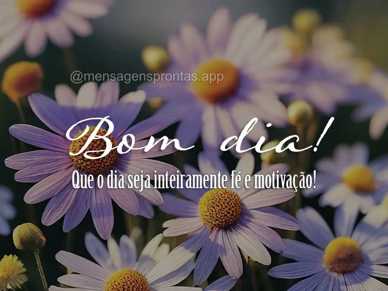 Que o dia seja inteiramente fé e motivação! Bom dia!