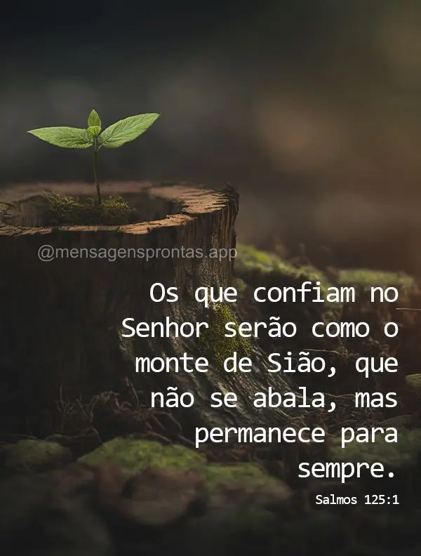 Os que confiam no Senhor serão como o monte de Sião, que não se abala, mas permanece para sempre. Salmos 125:1