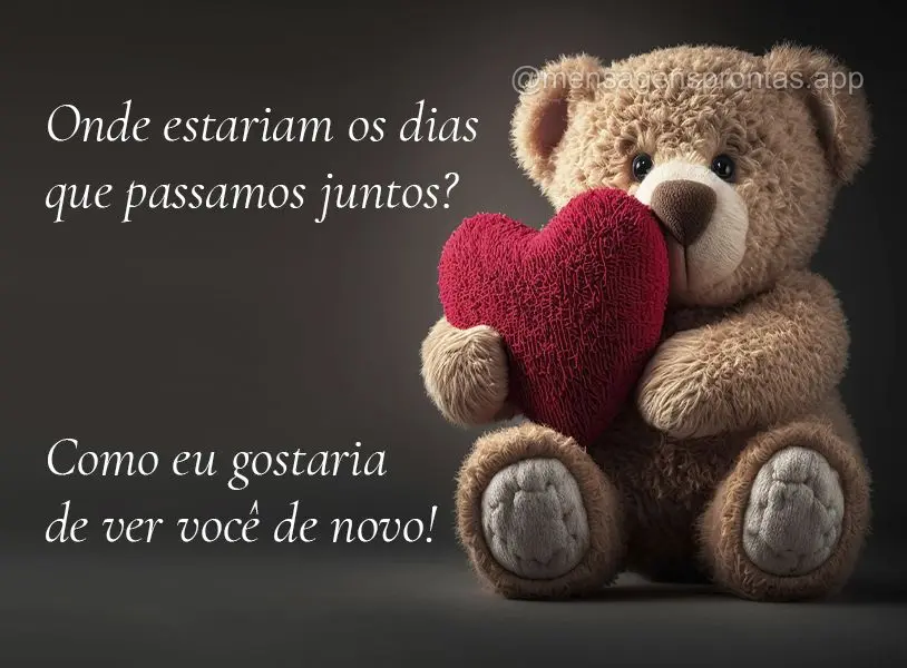 Onde estariam os dias que passamos juntos? Como eu gostaria de ver você de novo!